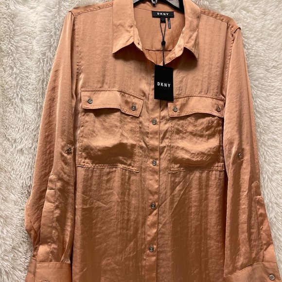 DKNY Blouse , New ,Size Large , color cooper /peach - Picture 1 of 7